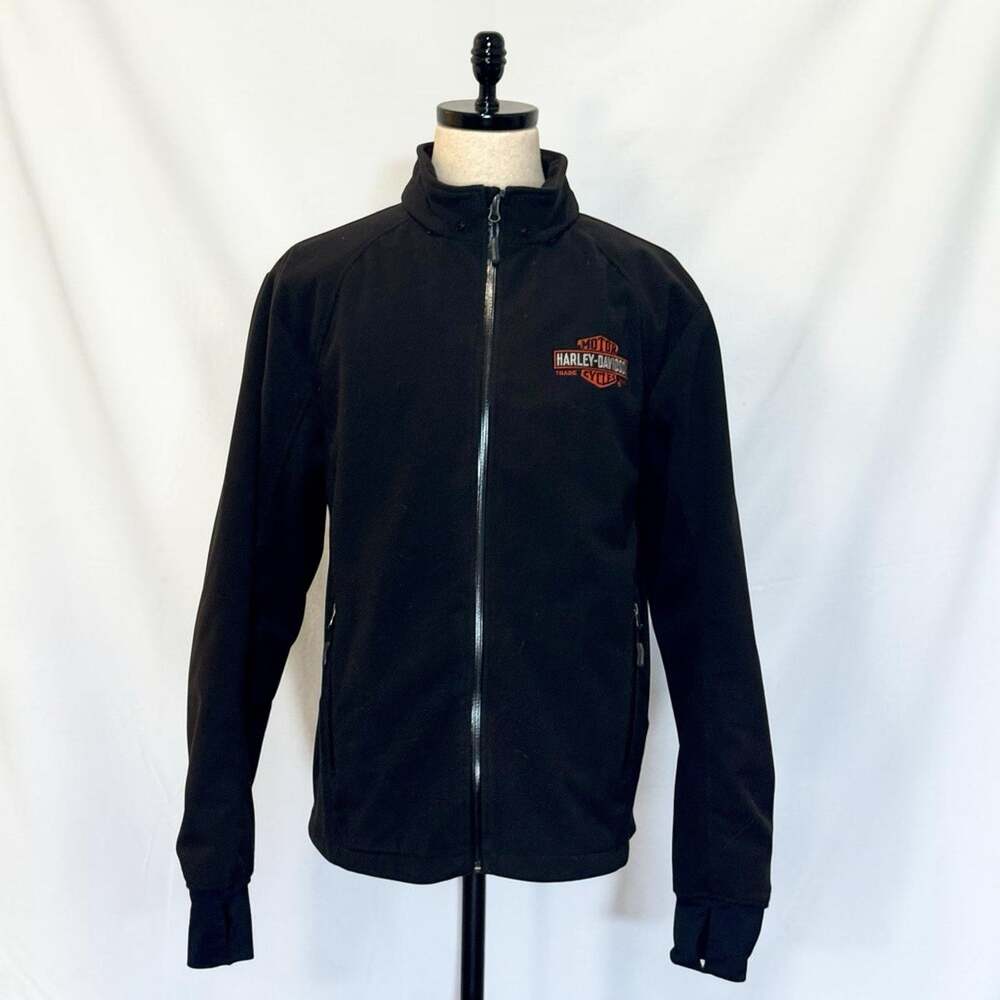 Harley Davidson Riding Jacket Mens XL Black Bonded Fleece Full Zip MotorClothes